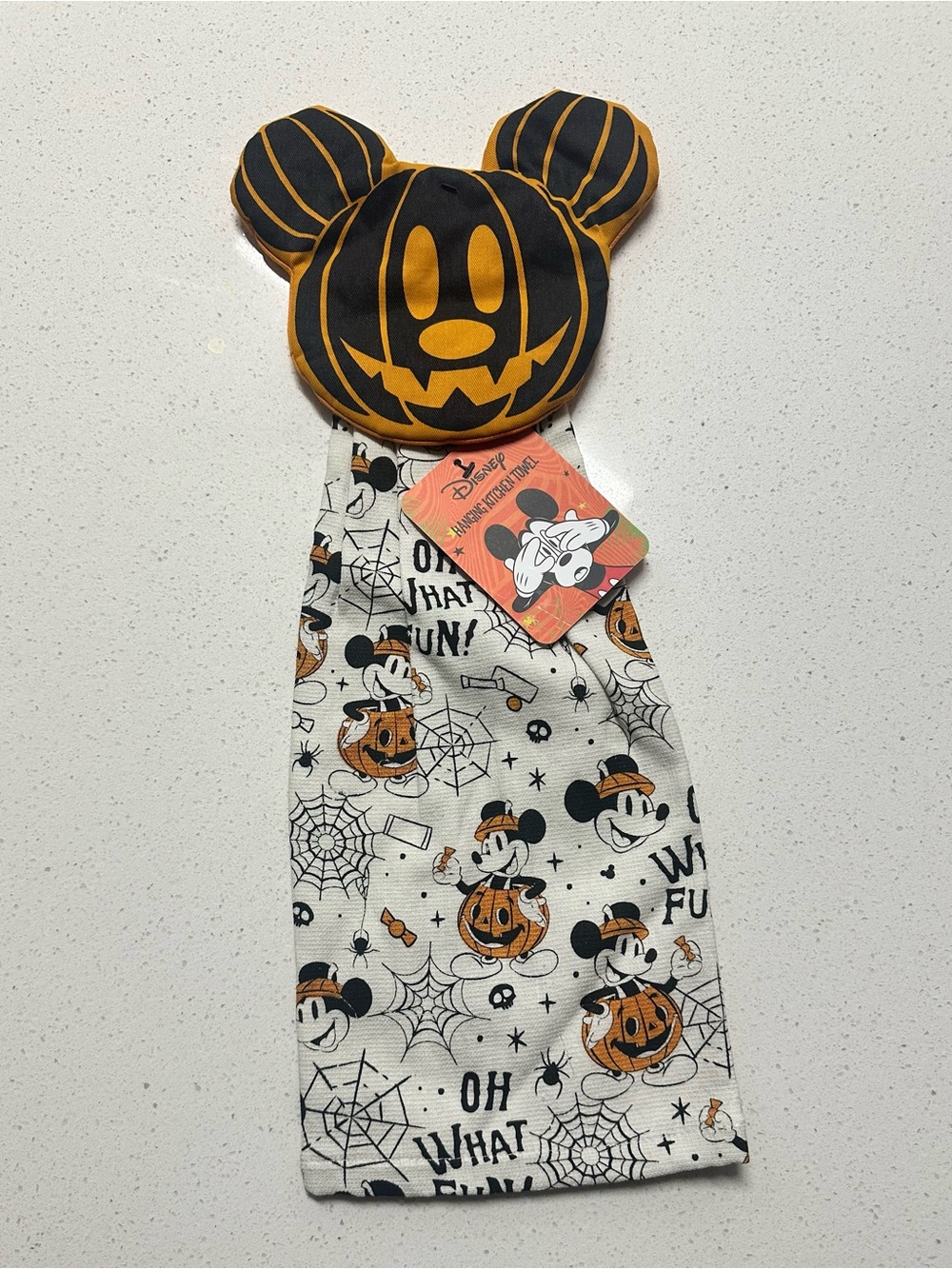 Disney Mickey Mouse Pumpkin Halloween Hanging Kitchen Towel NWT